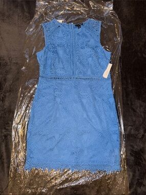 Aqua Blue Lace Midi Dress